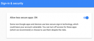 less secure apps on