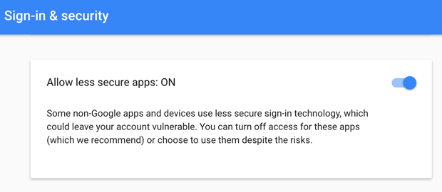 less secure apps on